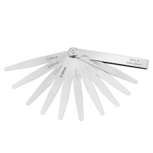 (100A10 0.05 to 0.5mm) Feeler Gauge Set Stainless Steel, 0.01-1.00mm Gap Width Measuring Tool, Etched Size Markings, Foldable Steel Case