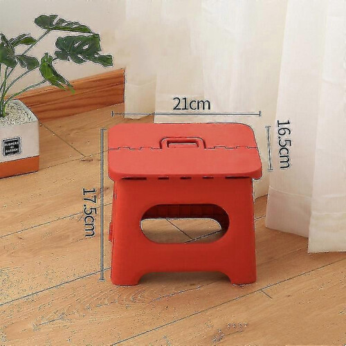 (Red, S) Foldable Step Stool, Plastic Heavy Duty Space Saving for Home Kitchen Bathroom Kids Adults 2