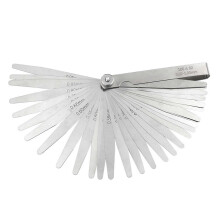 (100A32 0.02 to 1mm) Feeler Gauge Set Stainless Steel, 0.01-1.00mm Gap Width Measuring Tool, Etched Size Markings, Foldable Steel Case