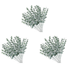 60Pcs Artificial Eucalyptus Stems Leaves Fake Gray Green Eucalyptuses Plant Branches Faux Greenery Stems for Wedding