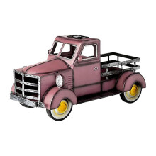 (Pink) Aurinkokennoinen lava-auton puutarhahahmo LED-valolla ja kukkaruukulla, hartsikäsityö