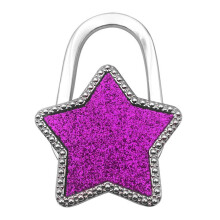 (6) Bag Hook Shiny Folding Zinc Alloy Rhinestone Crown or Star Table Edge Hanger