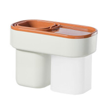 (Sunset Orange) Tandenborstelhouder met magnetische zuignap en afvoerrooster, badkamerorganizer voor op het aanrecht.