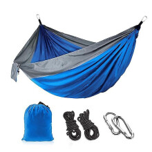 (Dark Blue) Hamaca de camping doble portátil de nailon, 270x140 cm, capacidad de 200 kg, para camping, viajes, jardín y picnic al aire libre.