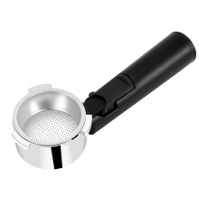 (Black & silver) Bezdenny uchwyt filtra do kawy, 51 mm wewnętrzna średnica, stop aluminium, do ekspresów z monitorowaniem ekstrakcji