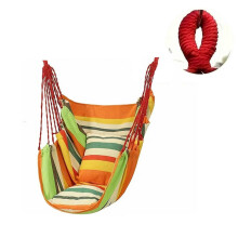 (Yellow) Silla colgante de lona con cojines desmontables y bolsa de transporte, para jardín, porche, balcón, interior, exterior y camping