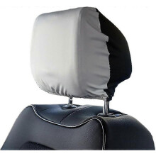 (White black) 4 Pack Car Headrest Covers, Polyester Fabric, Washable, Dustproof, Compatible with Most Cars SUVs Trucks RVs