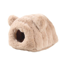 (Beige) Hamsterbed/huisje voor kleine dieren, pluche beervormig, halfgesloten schuilplaats