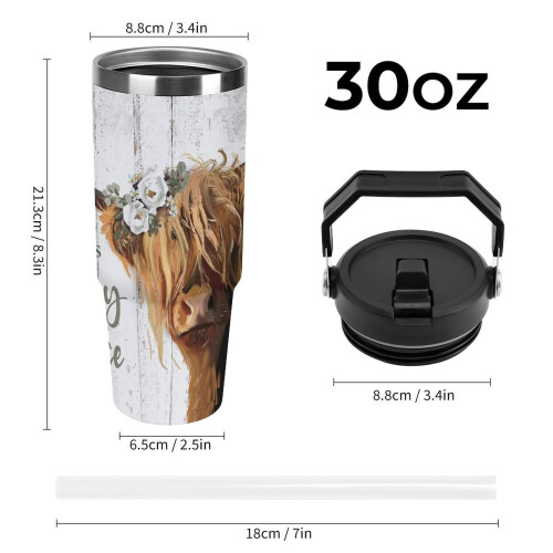 Ποτήρι Highland Cow από μονωμένο ανοξείδωτο ατσάλι 30oz με 1