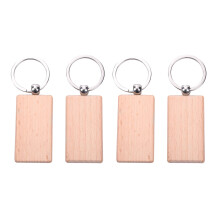 120Pcs Blank Rectangle Wooden Key Chain Diy Wood Keychains Key Tags Can Engrave Diy Gifts