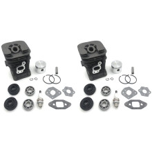 2 Set 41.1mm Chainsaw Cylinder and Gasket Piston Assy  Grooved  Bearing Kit for Partner 350 Partner 351