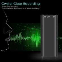 (8G) Enregistreur vocal numérique 3 en 1 (8 Go/16 Go/32 Go) avec lecteur MP3 et clé USB, enregistrement à déclenchement vocal à 192 kbps.