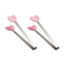 (Pink, B) 2-teilige Silikon-Eiswürfelzange mit Edelstahlgriff, lebensmittelecht, leicht zu reinigen