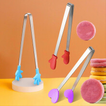 (Pink, C) Silikon-Eisclip mit Edelstahlgriff für Eiswürfel und Snacks