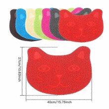 (Brown) Cat Litter Trapping Mat, Cartoon Cat Head Shaped, Non-slip Bottom, For Cats and Dogs, Pet Toilet Mat
