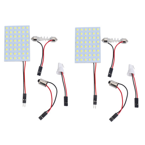 2X White 1210 SMD 48 LED Car Interior Dome Light Panel W T10 BA9S Festoon