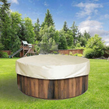 (Grey) Round Waterproof Spa Cover, 200cm, UV Resistant Dustproof, Silver Coated 190T Fabric, Weatherproof with Adjustable Hem Cord, Storage Bag