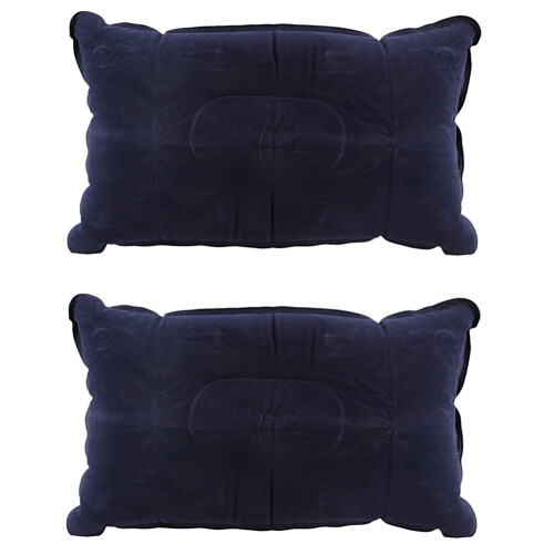 2X Double-Sided Flocking Pillow Inflatable Portable Foldable Pillow for Camping/ Traveling/ Office