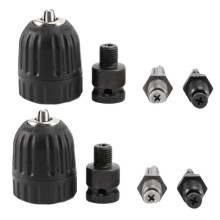 2X Convertidor de Portabrocas Preciso Sin Llave de 0,8-10 mm Adaptador de Cambio Rápido de Rosca de 3/8 Pulgadas-24UNF Con Enchufe de Vástago