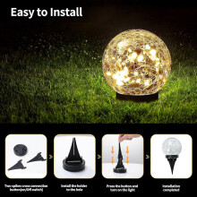 (Warm White4) Solar bolvormige buitenlampen met slimme schakelaar en 600mAh batterij