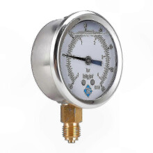 (2bar) Glycerin Filled 1/4 BSP Bottom Mount Pressure Vacuum Gauge -1/+10 Bar for Water Oil Gas