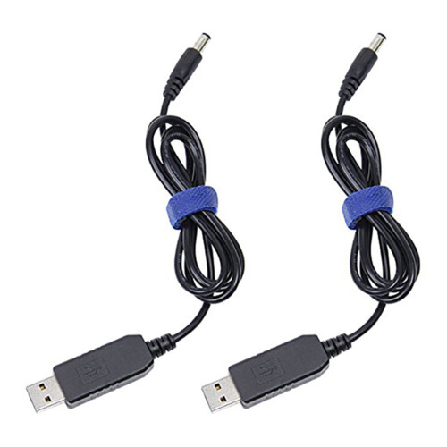 2X Cable de Conversion USB A  Cable de Aumento de Voltaje 5V A 12V 5.5X2.1mm  Macho 1M Nuevo