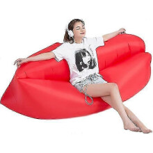 (red) Sofá hinchable tipo tumbona, 240x75 cm, capacidad 200 kg, portátil impermeable para camping, playa y exteriores