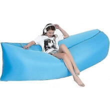 (light blue) Sofá hinchable tipo tumbona, 240x75 cm, capacidad 200 kg, portátil impermeable para camping, playa y exteriores