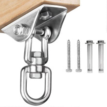 (Silver, 1pcs) Ganchos para columpios de acero inoxidable 304, capacidad 454 kg, giro 360 grados para hamacas y sacos de boxeo