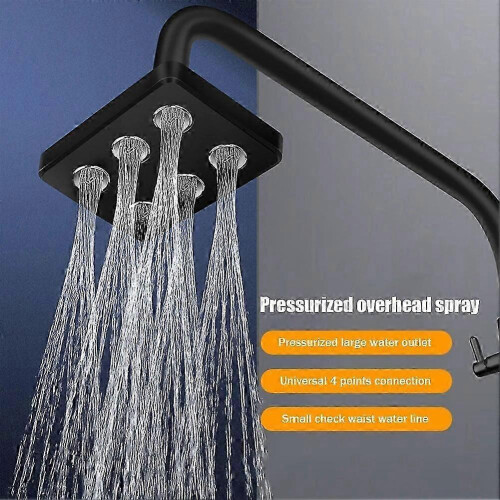 (Black) Rainfall Shower Head Water Saving High Pressure Shower System Replacement Compatible with Standard 4-Point Interface 1