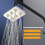 (Silver) Rainfall Shower Head Water Saving High Pressure Shower System Replacement Compatible with Standard 4-Point Interface 4