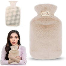 Premium 800ml Hot Water Bottle With Soft Plush Fleece Cover For Kids Adults Pain Relief