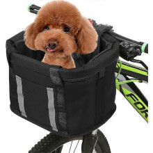 Plegable cesta de bicicleta Reflectante Desmontable Frente Mascota Portador Desplazamiento Compras Bolsa Negro