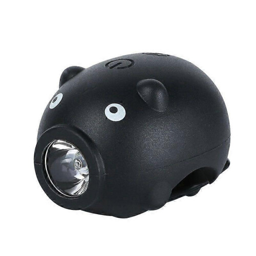 USB Rechargeable Kids Piggy Horn Bicycle Front Light Black