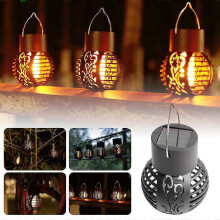 LED a energia solare con effetto fiamma tremolante, lanterna da appendere per decorazione da giardino.