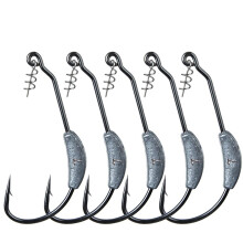 Weighted Barbed Jig Hooks with Twistlock Drop Shot Swimbait Hook Set 4
