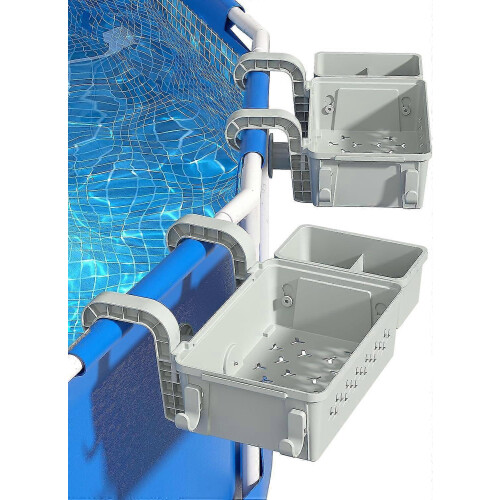 Multifunctional Poolside Storage Basket with Cup Holder Fits Most Frame Pools 1Pcs