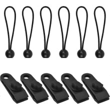 10 Pcs Crocodile Mouth Tarp Tent Tensioner Clips Ball Bungee Rope