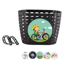 Impermeable Niños cesta de bicicleta manillar delantero Correa para niños Niñas Teen Pequeño Negro con pegatinas