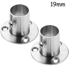 2 Pieces SS Round Tube Bracket Rod Flange Set Wardrobe Rod Holder With Screws