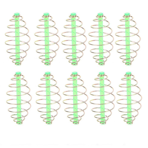 10PC Inline Method Spring Coil Feeder Metal Bait Thrower Fishing Tackle