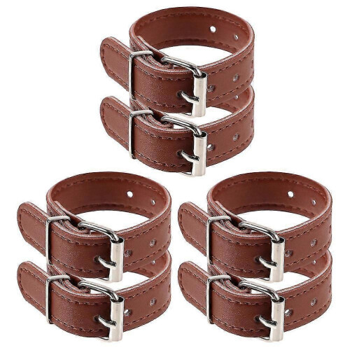 Adjustable Bike Front Basket Leather Strap Set Brown