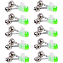 10 Pcs Fishing Bite Alarms Rod Bell Clamp Tip Clip Green Outdoor Metal