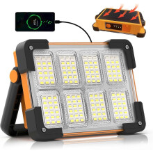 Lampada da lavoro ricaricabile a energia solare da 100 W, 144 LED, 10000 lumen, 4 modalità, IP66, portatile.