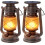 2 Pack Vintage Solar Lantern LED Flame Effect Waterproof Outdoor Camping Light 1