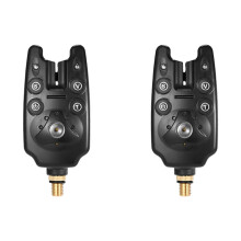 2X Carp Fishing Bite Alarm with Volume Sensitivity Control & LED Indicator Black