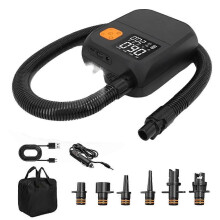 Portable Rechargeable SUP Pump with LED Flashlight & 8000mAh Battery for SUP & Kayaks Black