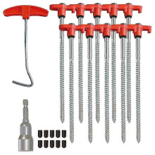 1 Set Heavy-Duty Screw Tent Pegs Rustproof Ground Anchors for Camping Gardening Hiking