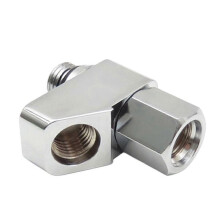 Adaptateurs de tuyau de détendeur à rotation réglable en acier inoxydable pour plongée technique, couleur argent.