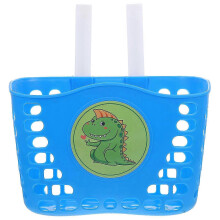 Dibujos animados cesta de bicicleta Dinosaur Sticker - Almacenamiento Niños Bicicletas Scooters - Seguro Duradero Azul 19X14cm